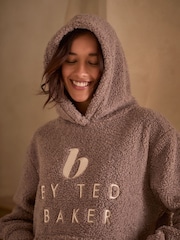 B By Ted Baker Cosy Borg Mink Brown Hoodie - Image 3 of 6