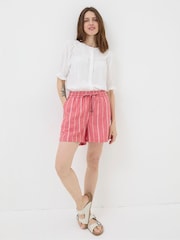 FatFace Tenby Red Linen Blend Stripe Shorts - Image 2 of 5