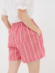 FatFace Tenby Red Linen Blend Stripe Shorts - Image 3 of 5