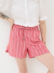 FatFace Tenby Red Linen Blend Stripe Shorts - Image 4 of 5