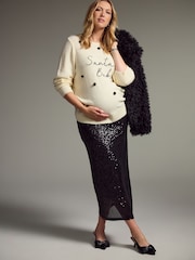 White Maternity Christmas Jumper - Image 2 of 9