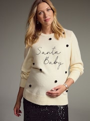 White Maternity Christmas Jumper - Image 3 of 9