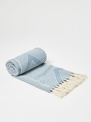 Oliver Bonas Blue Alma Woven Chevron Throw - Image 2 of 4