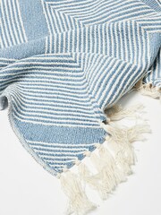 Oliver Bonas Blue Alma Woven Chevron Throw - Image 3 of 4