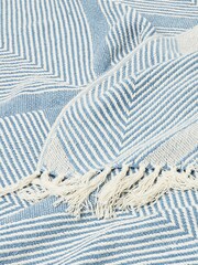 Oliver Bonas Blue Alma Woven Chevron Throw - Image 4 of 4