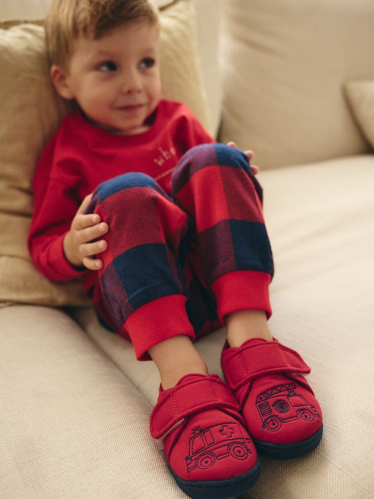 Red Transport Touch Fastening Cupsole Slippers - Image 1 of 6 Red Transport Touch Fastening Cupsole Slippers - Image 1 of 6