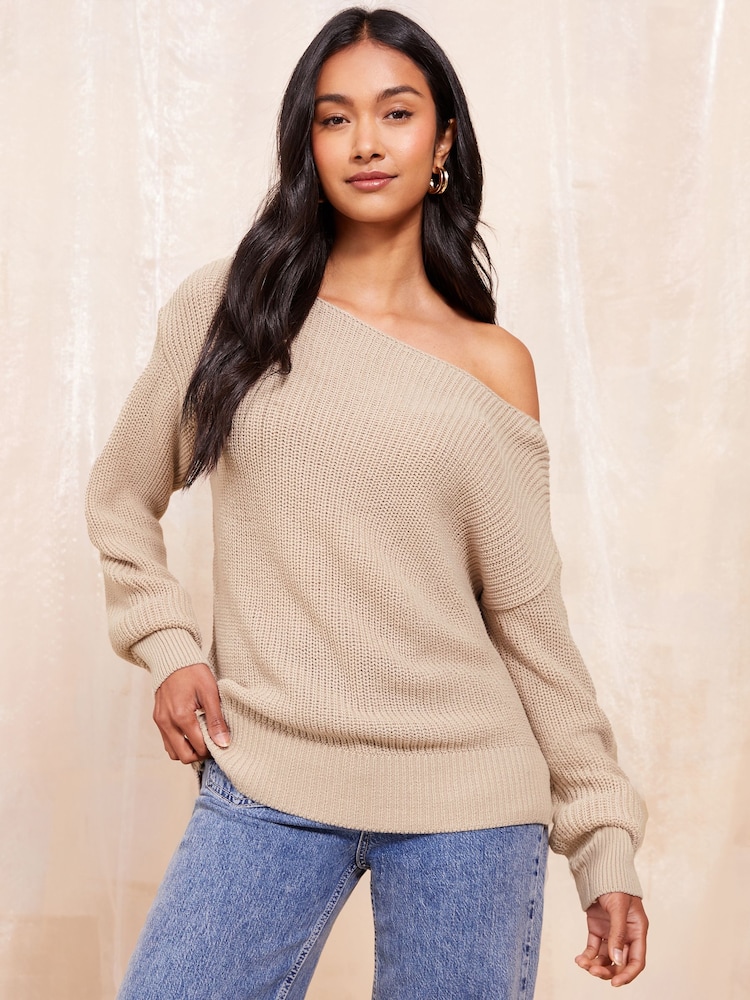 Friends Like These Stone Off The Shoulder Jumper - Image 1 of 4