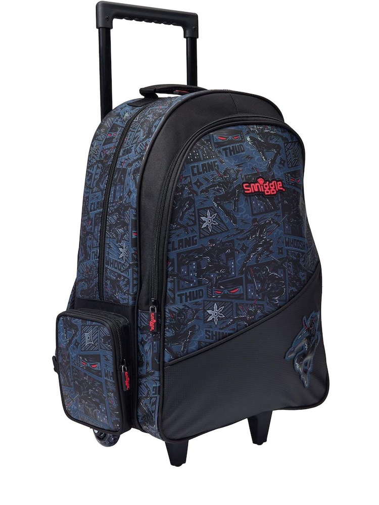 Smiggle Black Realm Trolley Backpack With Light-up Wheels - Image 2 of 4 Smiggle Black Realm Trolley Backpack With Light-up Wheels - Image 2 of 4