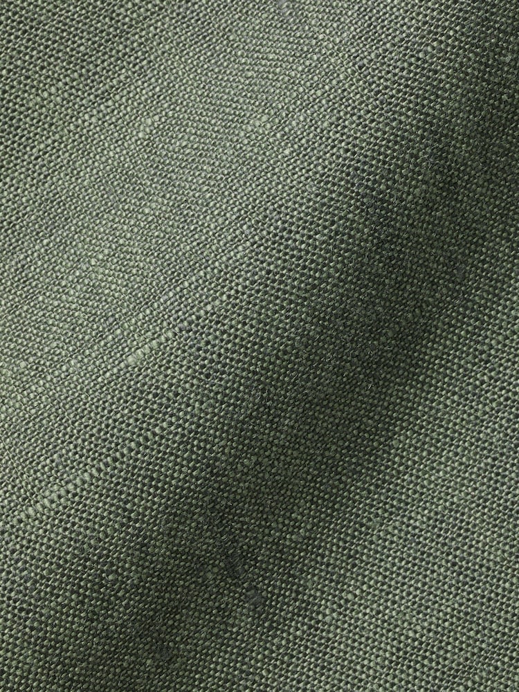 Charles Tyrwhitt Green Slim Fit Plain Short Sleeve Pure 100% Linen Shirt - Image 5 of 5