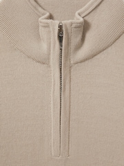 Reiss Washed Stone Blackhall 3-9 yrs Merino Wool Half-Zip Funnel Neck Jumper - Image 4 of 4