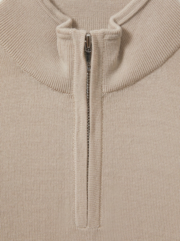 Reiss Washed Stone Blackhall 3-9 yrs Merino Wool Half-Zip Funnel Neck Jumper - Image 4 of 4