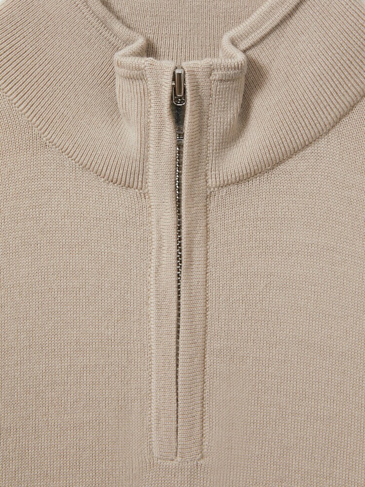Reiss Washed Stone Blackhall 3-9 yrs Merino Wool Half-Zip Funnel Neck Jumper - Image 4 of 4 Reiss Washed Stone Blackhall 3-9 yrs Merino Wool Half-Zip Funnel Neck Jumper - Image 4 of 4