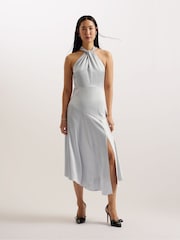 Ted Baker Grey Masae Twist Neck Midi Dress - Image 1 of 5