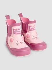 JoJo Maman Bébé Pink Mouse Character Ankle Wellies - Image 1 of 4