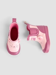 JoJo Maman Bébé Pink Mouse Character Ankle Wellies - Image 4 of 4