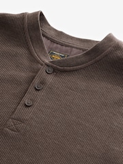 Brown Ribbed Textured Long Sleeve Grandad T-Shirt - Image 5 of 7