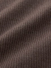 Brown Ribbed Textured Long Sleeve Grandad T-Shirt - Image 7 of 7
