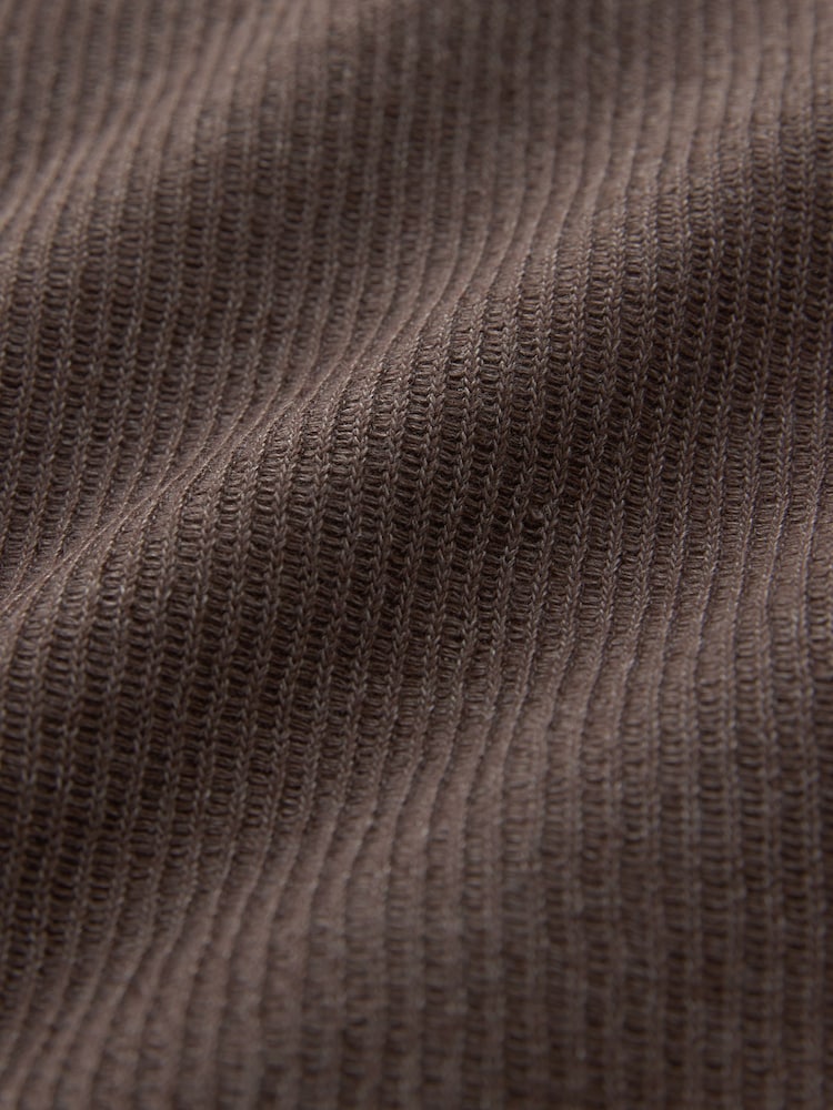 Brown Ribbed Textured Long Sleeve Grandad T-Shirt - Image 7 of 7
