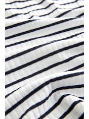 Marineblau/weiß gestreift - Bardot Off The Shoulder Summer Ribbed Top - Bild 4 von 6