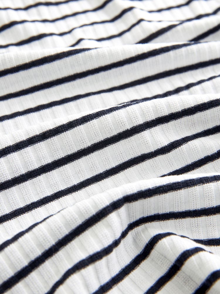 Navy/White Stripe Bardot Off The Shoulder Summer Ribbed Top - Image 6 of 6 Navy/White Stripe Bardot Off The Shoulder Summer Ribbed Top - Image 6 of 6