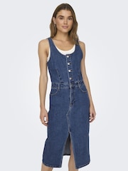 ONLY Blue Denim Button Up Cami Midi Dress - Image 1 of 5