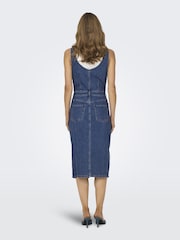ONLY Blue Denim Button Up Cami Midi Dress - Image 2 of 5