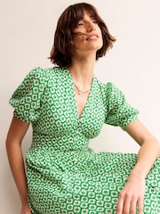 Boden Green Petite Elsa Crinkle Midi Tea Dress - Image 1 of 6