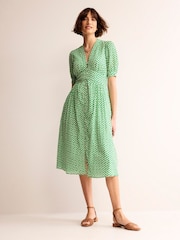 Boden Green Petite Elsa Crinkle Midi Tea Dress - Image 2 of 6