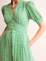 Boden Green Petite Elsa Crinkle Midi Tea Dress - Image 3 of 6
