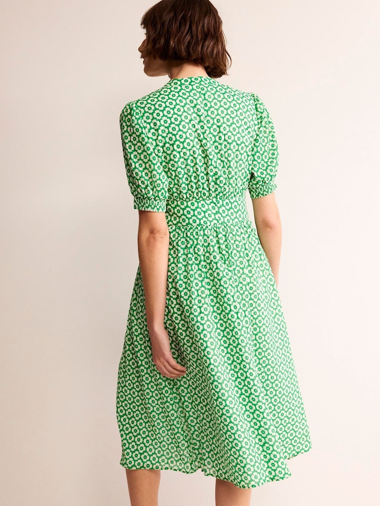 Boden Green Petite Elsa Crinkle Midi Tea Dress - Image 4 of 6