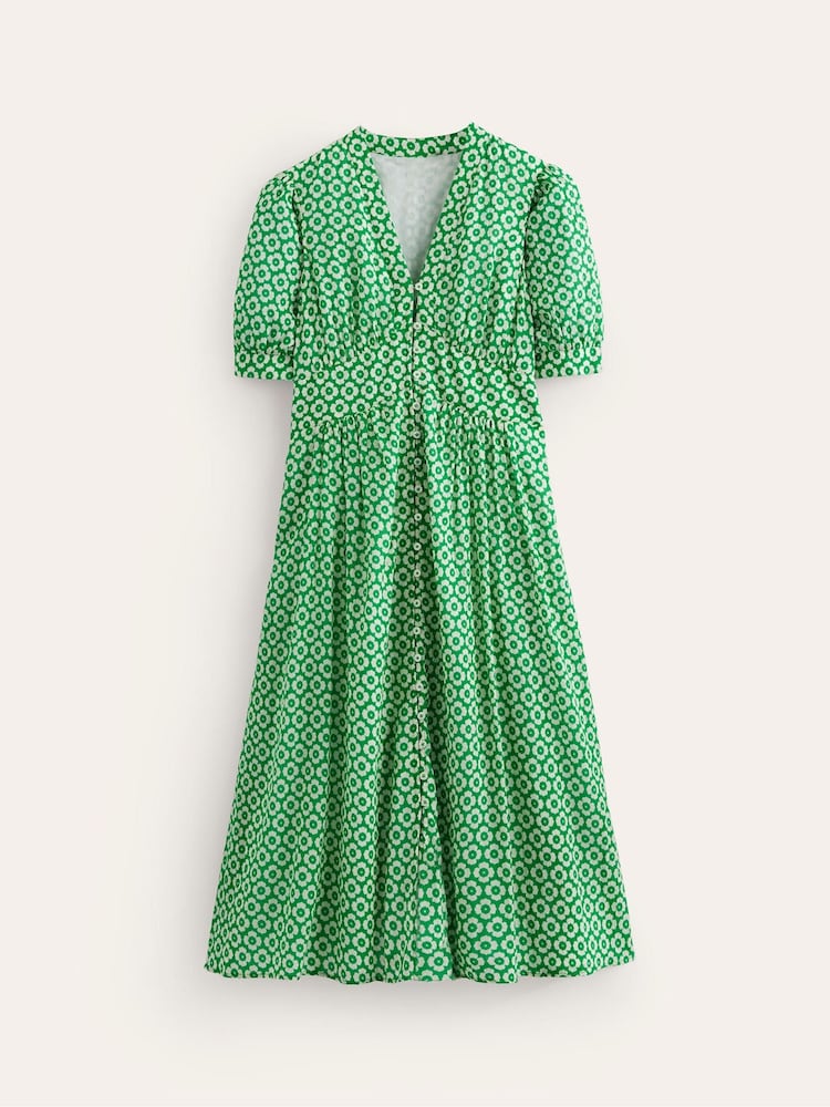 Boden Green Petite Elsa Crinkle Midi Tea Dress - Image 6 of 6