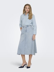 ONLY Blue Relaxed Fit Denim Maxi 100% Cotton Skirt - Image 1 of 6