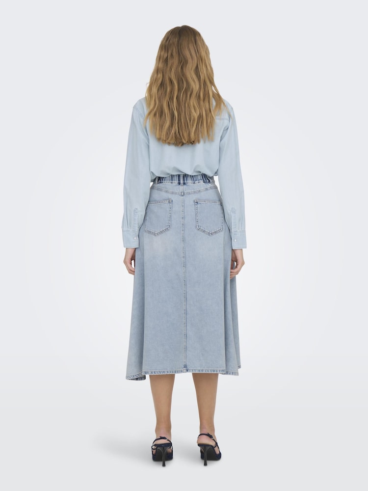 ONLY Blue Relaxed Fit Denim Maxi 100% Cotton Skirt - Image 2 of 6
