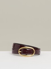 Reiss Oxblood Drew Patent Leather Oval Buckle Belt - Image 1 of 4