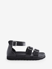Simply Be Black Extra Wide Fit Footbed Two Strap Sandals - Image 5 of 5