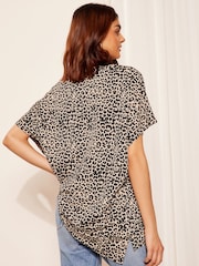 Friends Like These Leopard Browm Short Sleeve V Neck Tunic Top - Image 4 of 4