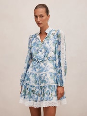 Forever New White Thalia Skater Trim Mini Dress - Image 1 of 5