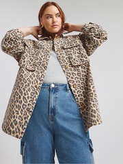 Simply Be Utility Jacke mit Leopardenmuster aus 100% Baumwolle - Bild 1 von 4