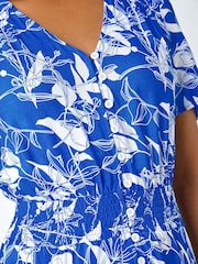 Roman Blue Floral Print Button Detail Maxi Dress - Image 5 of 5