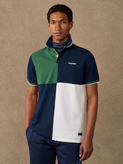 Hackett Blue Heritage Number Multi-Panel Polo Shirt - Image 1 of 8