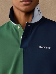 Hackett Blue Heritage Number Multi-Panel Polo Shirt - Image 2 of 8