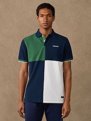 Hackett Blue Heritage Number Multi-Panel Polo Shirt - Image 3 of 8
