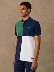 Hackett Blue Heritage Number Multi-Panel Polo Shirt - Image 4 of 8