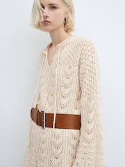 Mango Cream Flared-Sleeve Crochet Dress - Image 3 of 6
