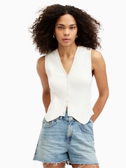 AllSaints White Cruz Waistcoat - Image 1 of 9