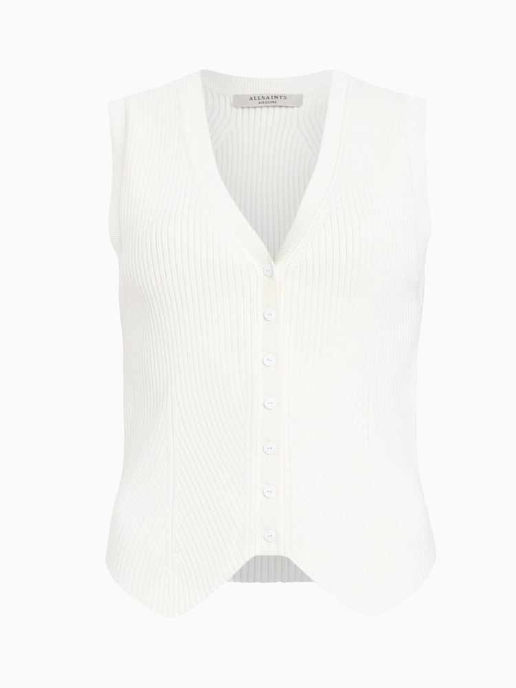 AllSaints White Cruz Waistcoat - Image 9 of 9