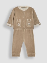 JoJo Maman Bébé Natural Baby Bear Velour Set 3 Piece - Image 1 of 8