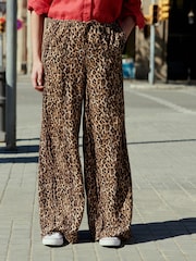 Animal Wide Leg Linen Blend Trouser - Image 2 of 4