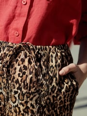 Animal Wide Leg Linen Blend Trouser - Image 4 of 4