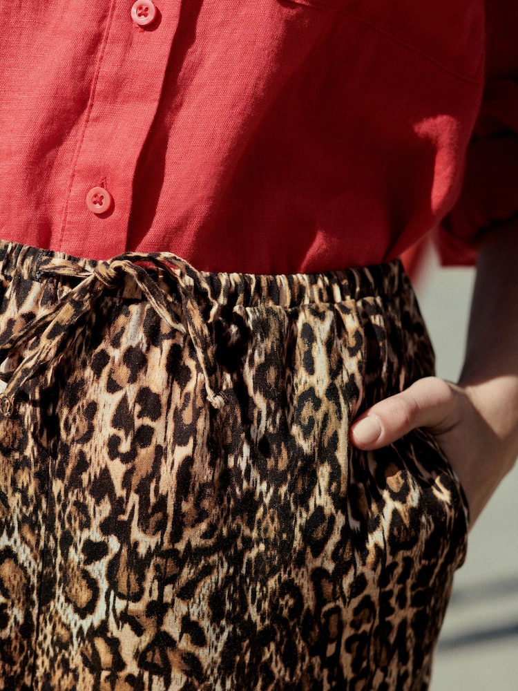 Animal Wide Leg Linen Blend Trouser - Image 4 of 4